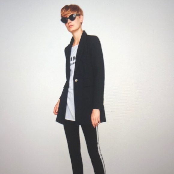 zara navy coat gold buttons